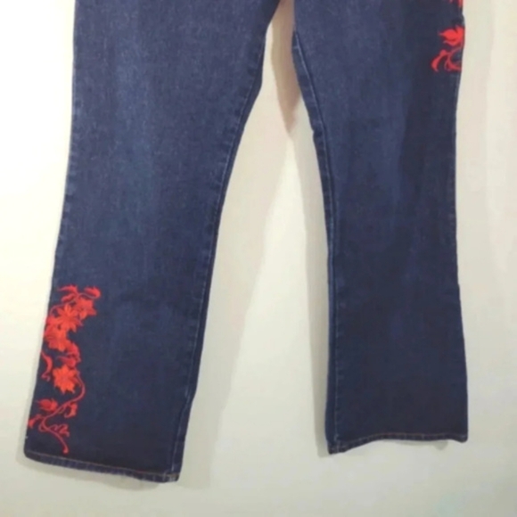 Vintage Express Jeans Y2K 99/00 Red Embroidery 100% Cotton Made in USA 9/10 - Picture 2 of 14
